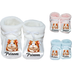 chaussons-bébé-personnalisé-blanc-bleu-ou-rose-cochon-dinde-prénom