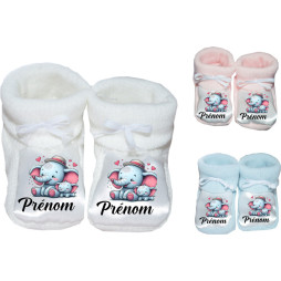 chaussons-bébé-personnalisé-blanc-bleu-ou-rose-elephant-duo-prénom