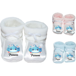 chaussons-bébé-personnalisé-blanc-bleu-ou-rose-raie-prénom