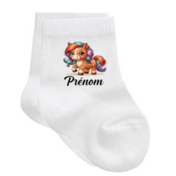 chaussettes-bébé-personnalisé-cheval-prénom