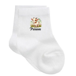 chaussettes-bébé-personnalisé-chèvre-prénom