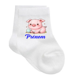 chaussettes-bébé-personnalisé-cochon-prénom