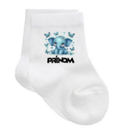 chaussettes-bébé-personnalisé-éléphant-papillon-prenom