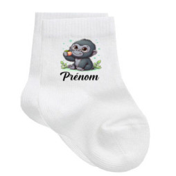 chaussettes-bébé-personnalisé-gorille-prénom
