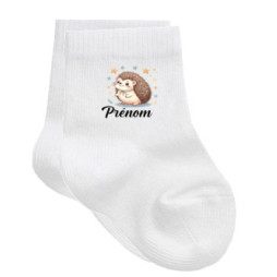 chaussettes-bébé-personnalisé-herisson-prénom