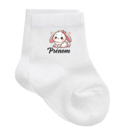 chaussettes-bébé-personnalisé-lapin-rose-prénom
