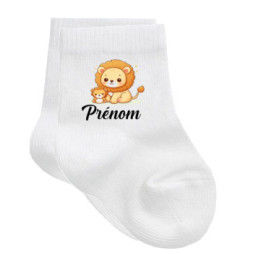chaussettes-bébé-personnalisé-lion-prénom