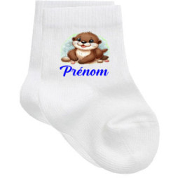 chaussettes-bébé-personnalisé-loutre-prénom