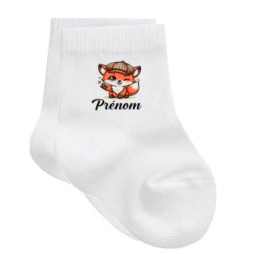 chaussettes-bébé-personnalisé-renard-casquette-prénom