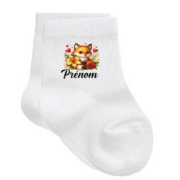 chaussettes-bébé-personnalisé-renard-lys-prénom