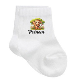 chaussettes-bébé-personnalisé-singe-arbre-prénom