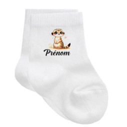chaussettes-bébé-personnalisé-suricate-prénom