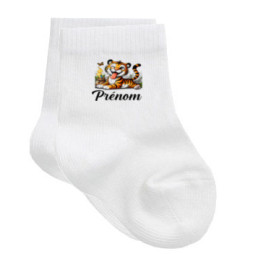 chaussettes-bébé-personnalisé-tigre-drole-prénom