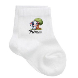 chaussettes-bébé-personnalisé-vache-arbre-prénom