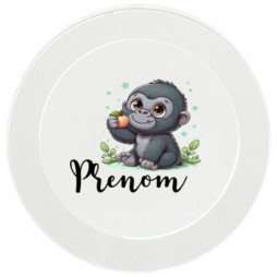 assiette-enfant-personnalisée-gorille-prénom