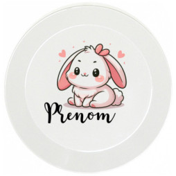 assiette-enfant-personnalisée-lapin-rose-prénom