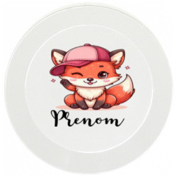 assiette-enfant-personnalisée-renard-casquette-fille-prénom