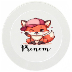 assiette-enfant-personnalisée-renard-casquette-fille-prénom