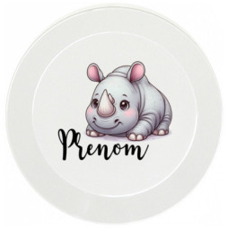 assiette-enfant-personnalisée-rhinocéros-fille-prénom