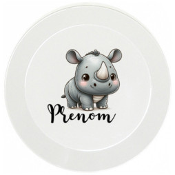 assiette-enfant-personnalisée-rhinocéros-prénom