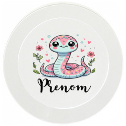 assiette-enfant-personnalisée-serpent-rose-prénom