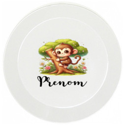 assiette-enfant-personnalisée-singe-prénom