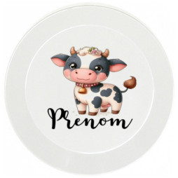 assiette-enfant-personnalisée-vache-prénom