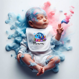 bavoir-bébé-personnalisé-poisson-bleue-prénom