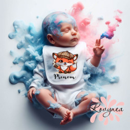 bavoir-bébé-personnalisé-renard-casquette-prénom