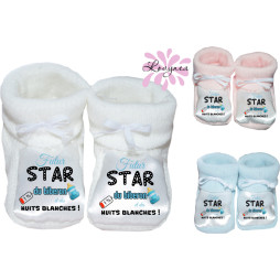 chaussons bébé personnalisé futur star du biberon et des nuits blanches