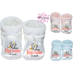 chaussons bébé personnalisé j'ai la meilleure marraine du monde