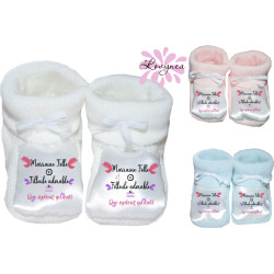 chaussons bébé personnalisé marraine folle plus filleule adorable égale duo explosif garantit