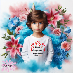 Tee shirt garçon personnalisé bébé dangereux