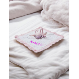 doudou angel et son mouchoir personnalisé au prénom de bébé