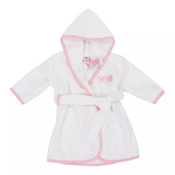 Peignoir bébé blanc et rose à personnaliser