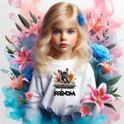 Tee-shirt-fille-personnalisé-bouledogue-coussin