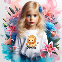 Tee-shirt-fille-personnalisé-lion