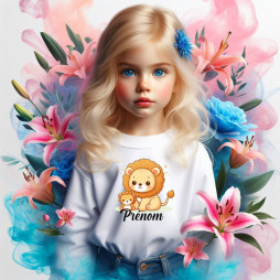 Tee-shirt-fille-personnalisé-lion