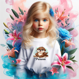 Tee-shirt-fille-personnalisé-loutre