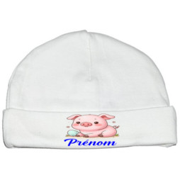 bonnet-naissance-personnalisé-cochon-prénom