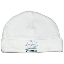 bonnet-naissance-personnalisé-cygne-prénom
