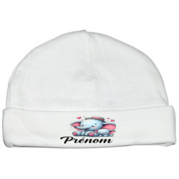 bonnet-naissance-personnalisé-elephant-duo-prénom