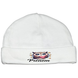 bonnet-naissance-personnalisé-hibou-coeur-prénom