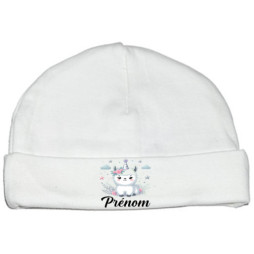 bonnet-naissance-personnalisé-lama-prénom