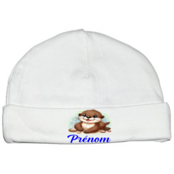 bonnet-naissance-personnalisé-loutre-prénom