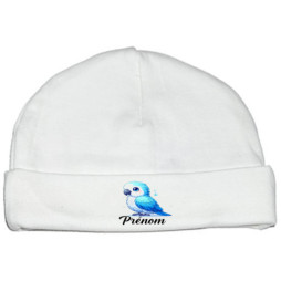bonnet-naissance-personnalisé-perroquet-bleu-prénom