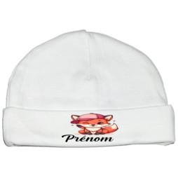 bonnet-naissance-personnalisé-renard-casquette-fille-prénom