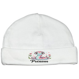 bonnet-naissance-personnalisé-serpent-rose-prénom