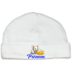 bonnet-naissance-personnalisé-souris-fromage-prénom
