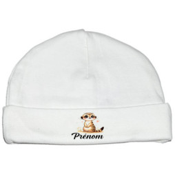 bonnet-naissance-personnalisé-suricate-prénom